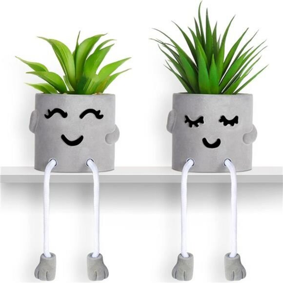 Artificial succulent potted plant cute faux desk decor for office bedroom shelf - Picture 1 of 8